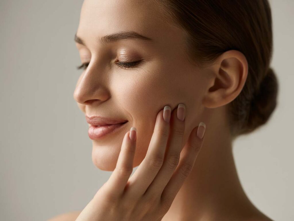 mujer en fase de postoperatorio rinoplastia